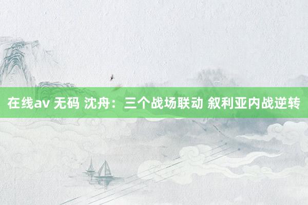 在线av 无码 沈舟：三个战场联动 叙利亚内战逆转